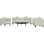 vidaXL Ensemble de canapés 3 pièces avec coussins Crème Velours