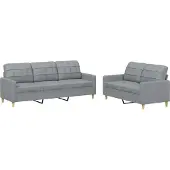 vidaXL Ensemble de canapés 2 pièces avec coussins Tissu gris clair