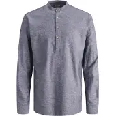 Jack & Jones Summer Half Placket Linen Long Sleeve Shirt Gris S Homme