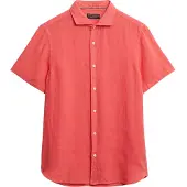 Superdry Vacation Linen Short Sleeve Shirt Rose L Homme