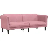 vidaXL 3-pc. Ensemble de canapés en velours rose