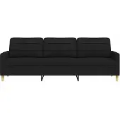 vidaXL Canapé 3 places noir 210 cm Tissu