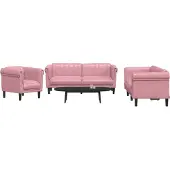 vidaXL 3-pc. Ensemble de canapés en velours rose