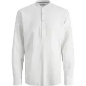 Jack & Jones Summer Half Placket Linen Long Sleeve Shirt Blanc S Homme