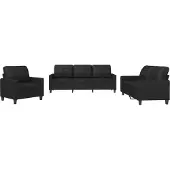 vidaXL Ensemble de canapés 3 pièces avec coussins Noir Similicuir