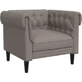 vidaXL Fauteuil Chesterfield Tissu Taupe
