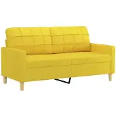 vidaXL Canapé 2 places jaune clair 140 cm Tissu