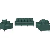 vidaXL Ensemble de canapés 3 pièces avec coussins vert foncé velours