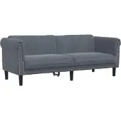 vidaXL Canapé 3 places gris foncé velours