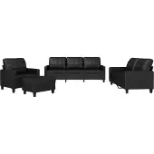 vidaXL Ensemble de canapés 4 pièces avec coussins Noir Similicuir