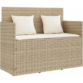 vidaXL Banc de jardin avec coussins Beige Poly Rattan
