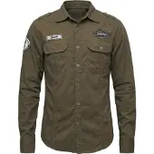 Brandit Chemise 'Luis' olive / noir / blanc