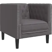 vidaXL Fauteuil Chesterfield Gris Similicuir