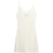 Superdry Crochet Cami Sleeveless Short Dress Beige M Femme