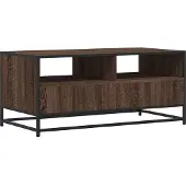 vidaXL Table basse marron imitation chêne 100x50x45 cm bois composite métal