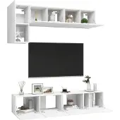 vidaXL Ensemble de 5 meubles TV blanc en bois composite