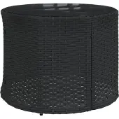 vidaXL Canapé de jardin avec table et coussins semi-circulaire noir Poly-Rattan
