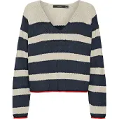 Vero Moda Fabulous V Neck Sweater Blanc,Bleu S Femme