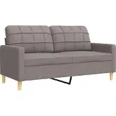 vidaXL Ensemble de canapés 3 pièces avec pouf Taupe Tissu