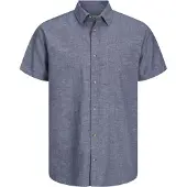 Jack & Jones Summer Linen Short Sleeve Shirt Gris XS Homme