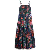 Superdry Smocked Cami Sleeveless Long Dress Multicolore M Femme