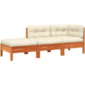 vidaXL Canapé de jardin avec coussin et pouf 3 places