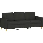 vidaXL Ensemble de canapés 2 pièces avec coussins Tissu noir