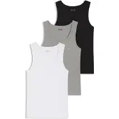 BOSS pour homme. 50542132 Lot de 3 gilets blancs, gris, noirs (S), Casuel, Coton, Sans manches / bretelles