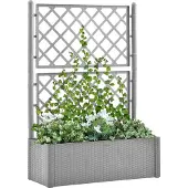 vidaXL Parterre de jardin surélevé avec treillis et système d'auto-arrosage Gris