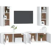 vidaXL Ensemble de 4 armoires TV blanc en bois composite