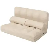 Costway Canapé-lit avec 2 coussins Canapé-lit avec 6 dossiers stables réglables 180 x 113 x 10 cm Beige