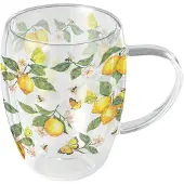Ambiente Tasse À Thé En Verre Double Paroi Citrons Et Papillons