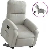 vidaXL Fauteuil relax Releveur électrique Gris clair Tissu microfibre