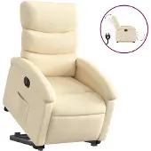 vidaXL Fauteuil relax avec releveur électrique Crème Tissu