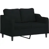 vidaXL Canapé à 2 places Noir 120 cm Tissu