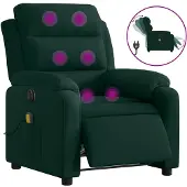 vidaXL Fauteuil de massage électrique vert foncé velours