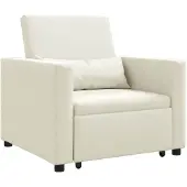 vidaXL Canapé-lit simple convertible à roulettes, velours crème,