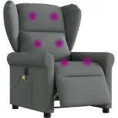 vidaXL Fauteuil de massage électrique Tissu gris foncé