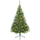 vidaXL Sapin de Noël artificiel pré-éclairé Vert 210 cm PVC