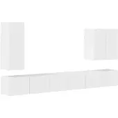 vidaXL Ensemble d'étagères murales pour téléviseur, montage mural, 6 pièces, blanc brillant