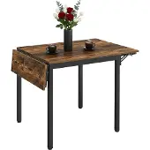 Relaxdays Table à manger pliante , 2 à 4 personnes, L x l x H 76 x 120 x 78 cm, table pliante peu encombrante, cuisine, MDF, fer, marron/noir
