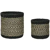 Hubsch Criss Cross Mites Noir/naturel (lot De 2) | 821506
