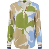Franco Callegari Chemisier camel / bleu pastel / olive / blanc