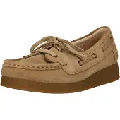 Clarks pour femme. 26186339 Polden Moc moc en daim marron (37), Plat, Cuir, Lacets, Casuel