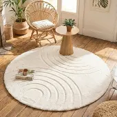 FRAAI Tapis rond à poils longs | Carvy Arches Crème | Ø 160cm | Crème | Rond | Tapis