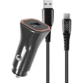 Myway Chargeur De Voiture Usb 2a+usb-c 1m
