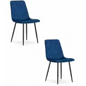 Leobert Chaise - - Turin - Velours Bleu Marine - 44,5 X 53 X 88,5 Cm - Lot De 2