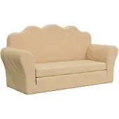 vidaXL Canapé-lit pour enfants 2 places Crème Peluche douce
