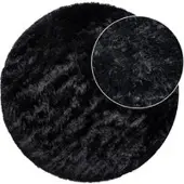 Tapis.nl Tapis à poils longs Silvana noir 160 cm rond