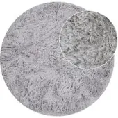 Tapis.nl Tapis à poils longs Silvana argent 80 cm rond